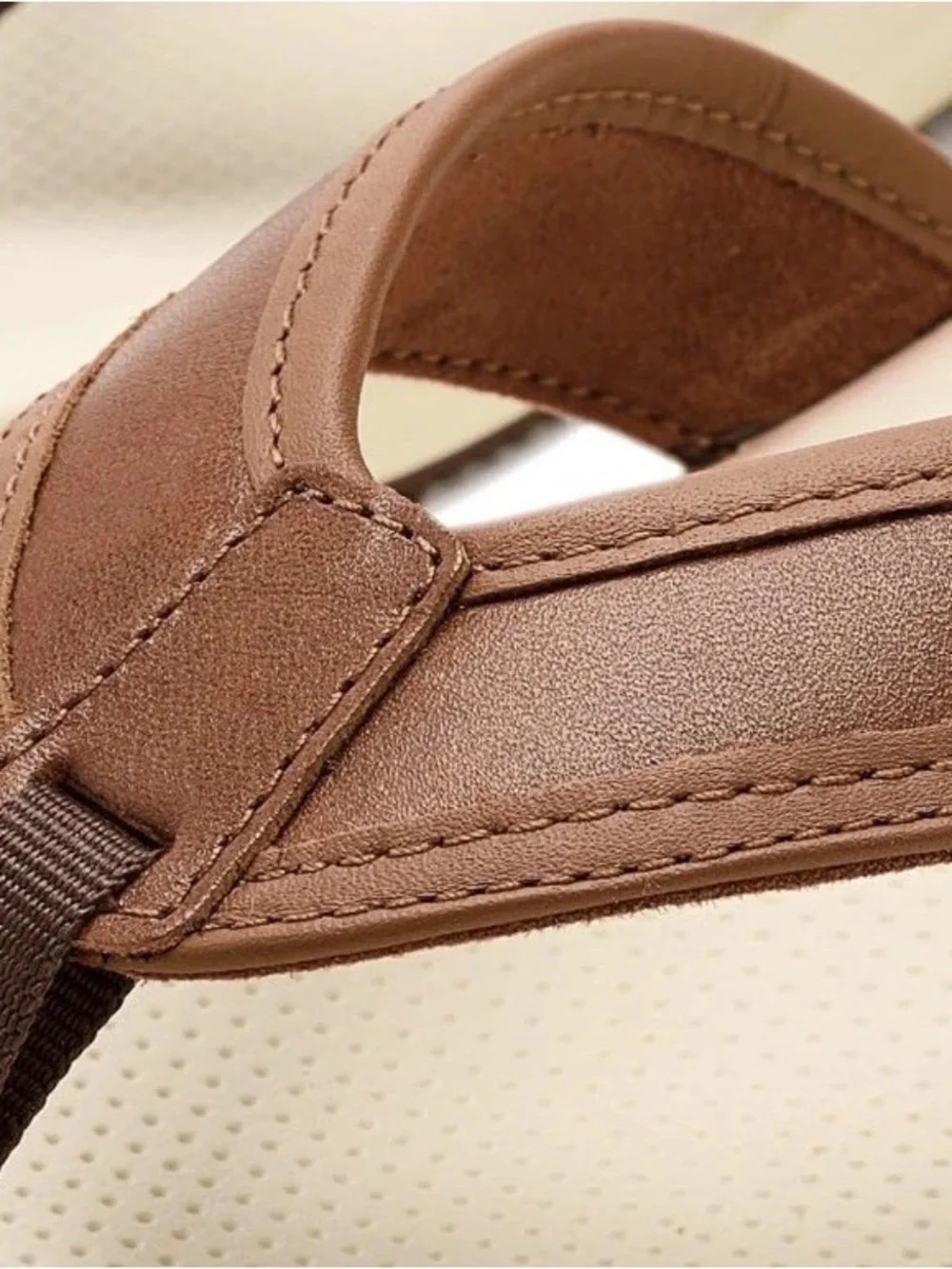 Cole Haan Brown Leather Thong Sandals with White Footbed Size US10